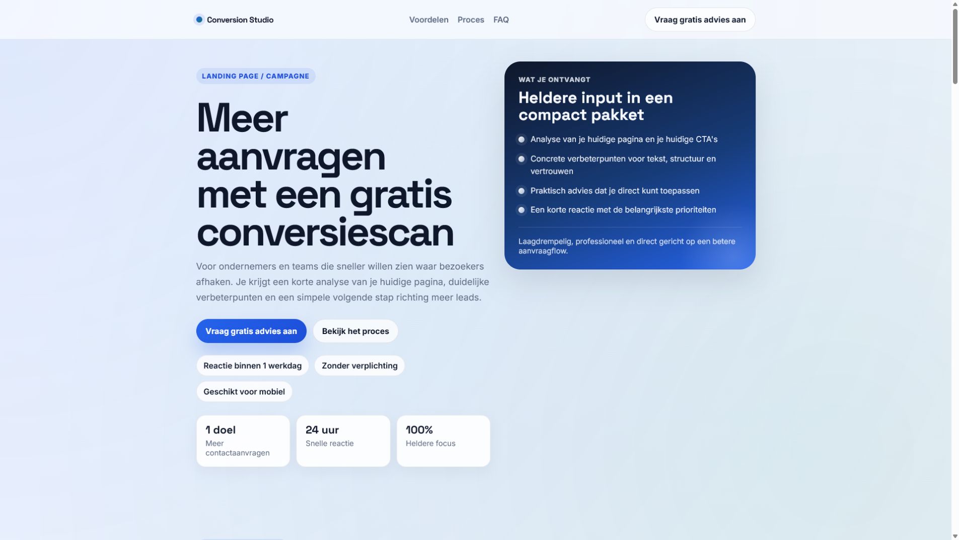Voorbeeldwebsite Conversion Studio